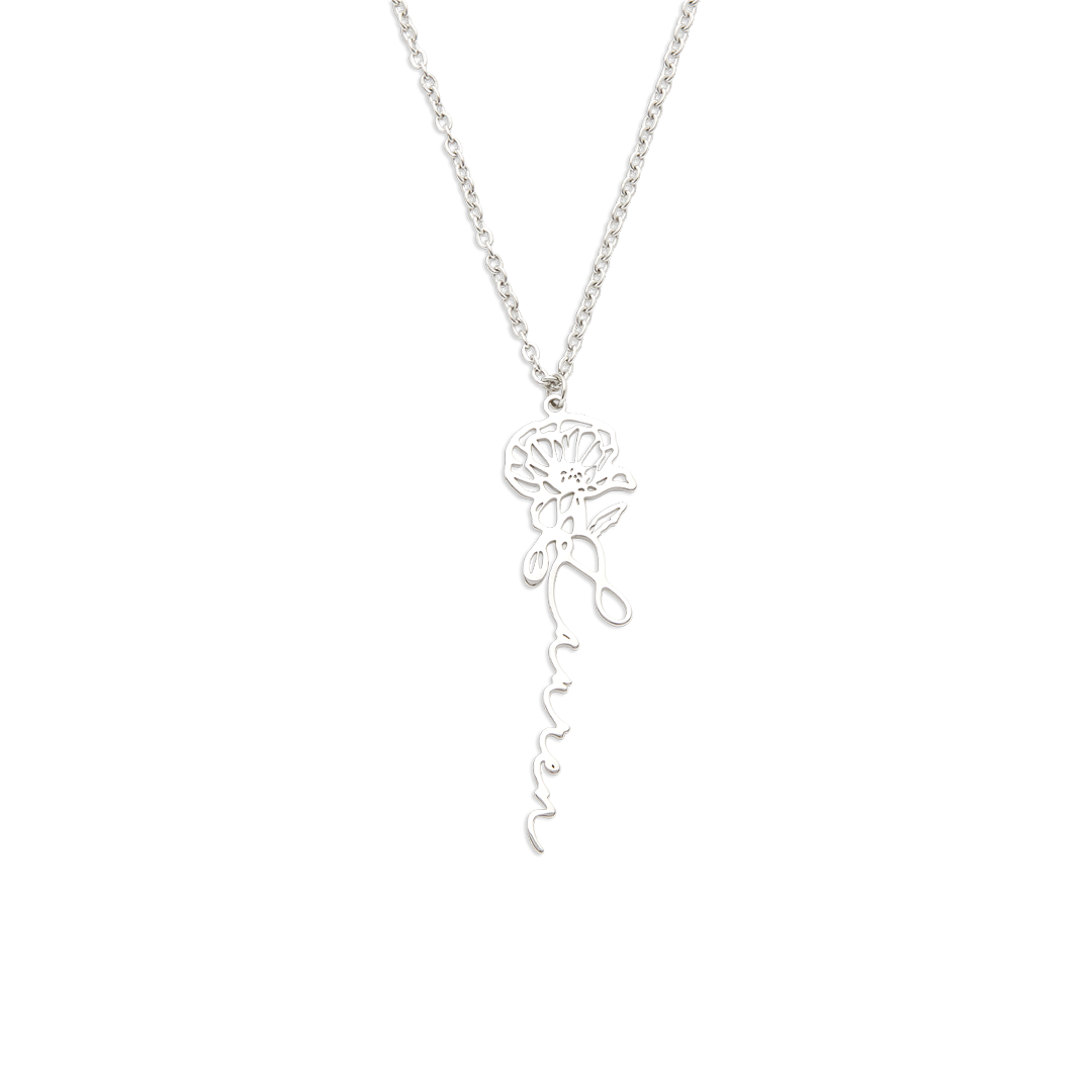 Birth Flower Name Necklace