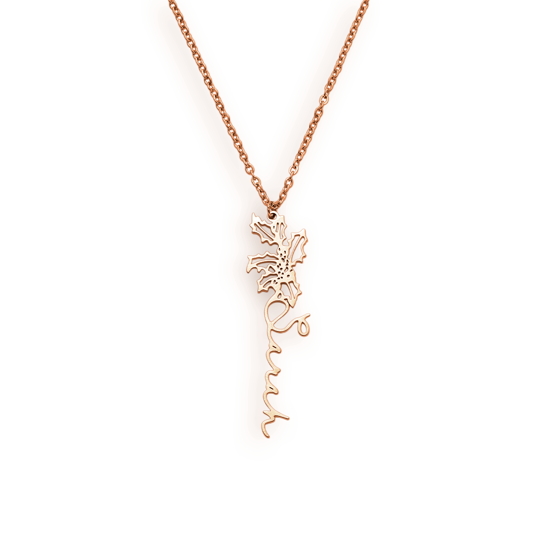Birth Flower Name Necklace