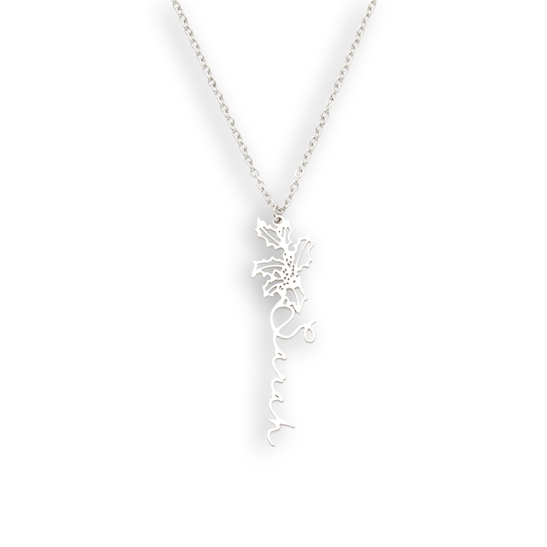 Birth Flower Name Necklace