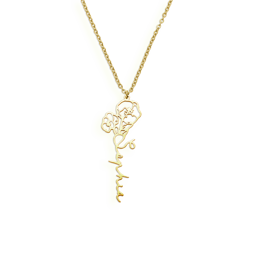 Birth Flower Name Necklace
