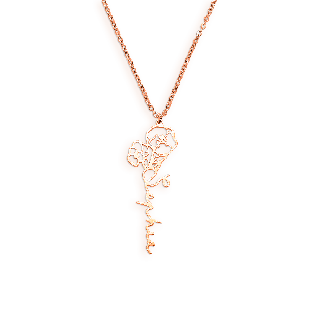 Birth Flower Name Necklace