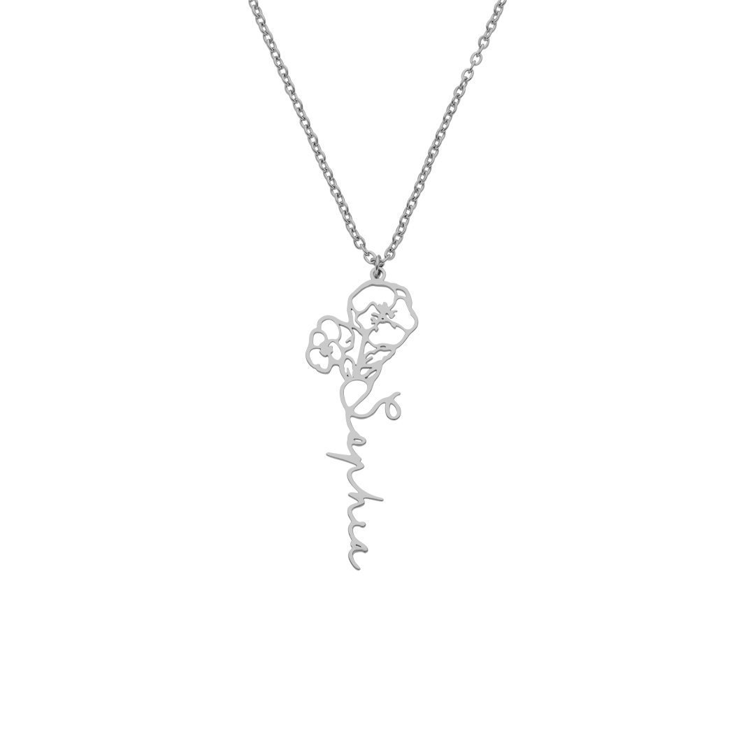 Birth Flower Name Necklace