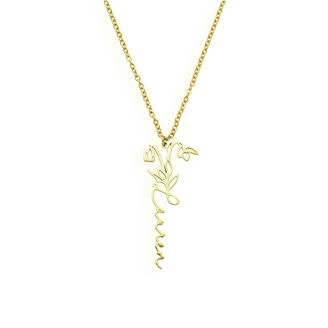 Birth Flower Name Necklace