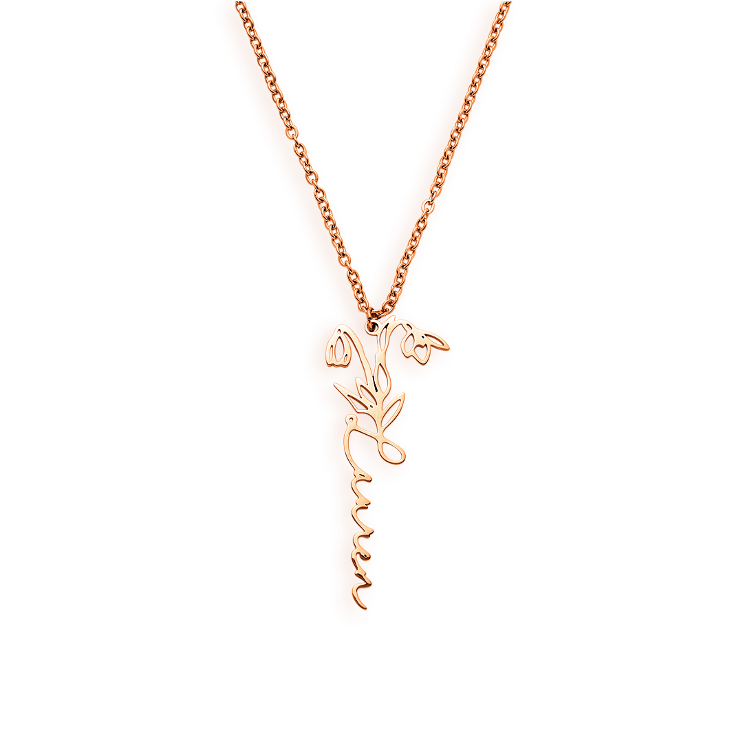 Birth Flower Name Necklace