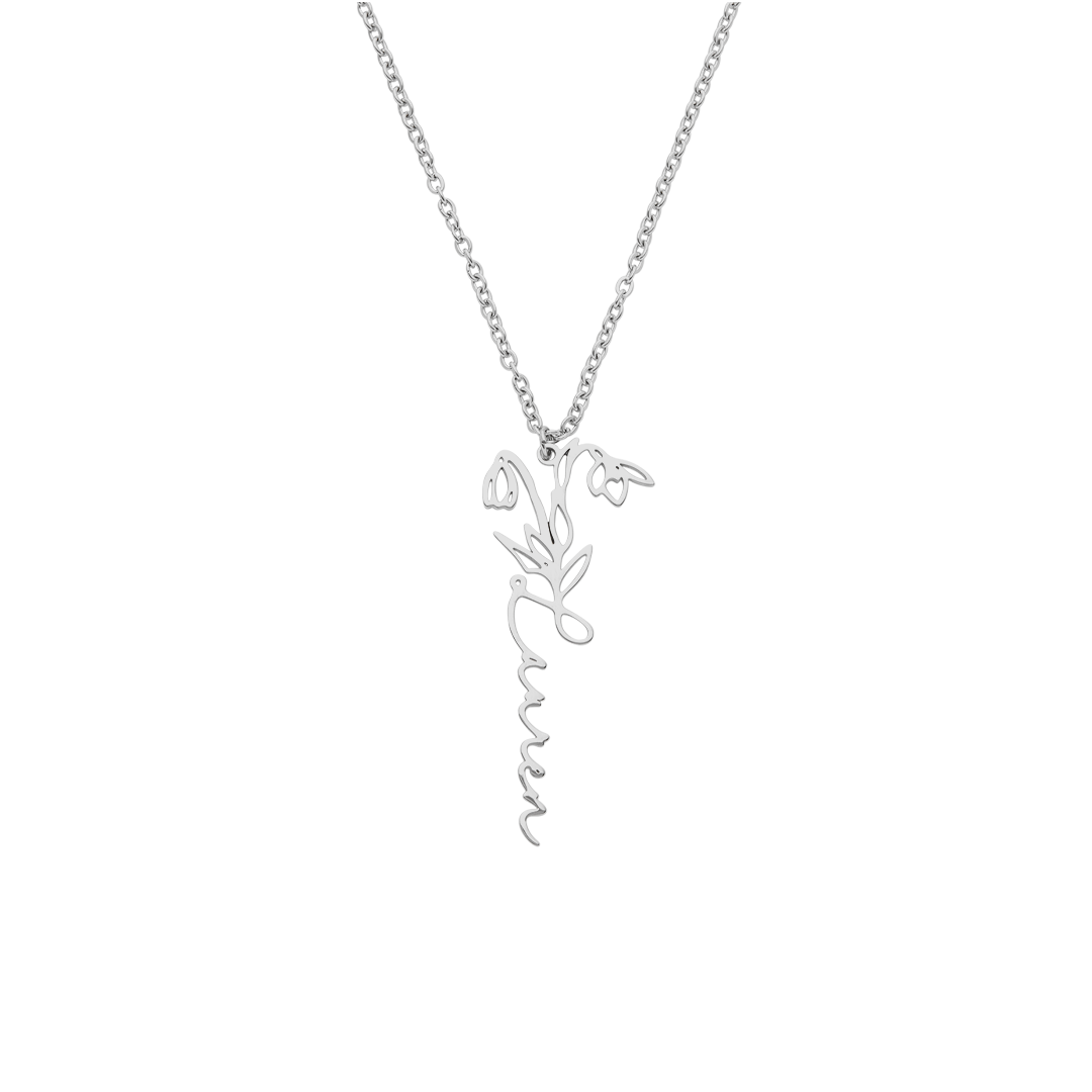 Birth Flower Name Necklace