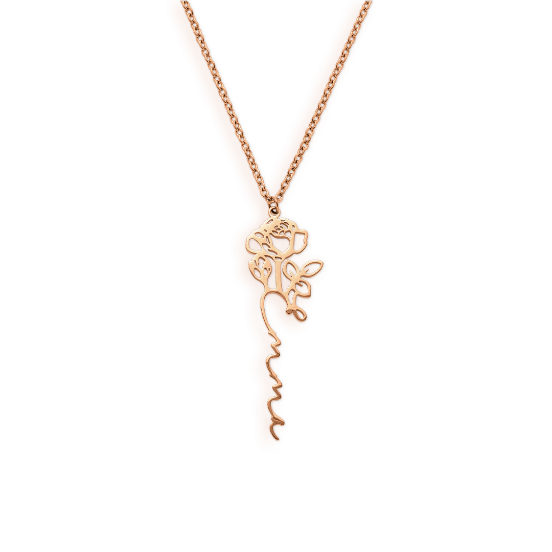 Birth Flower Name Necklace