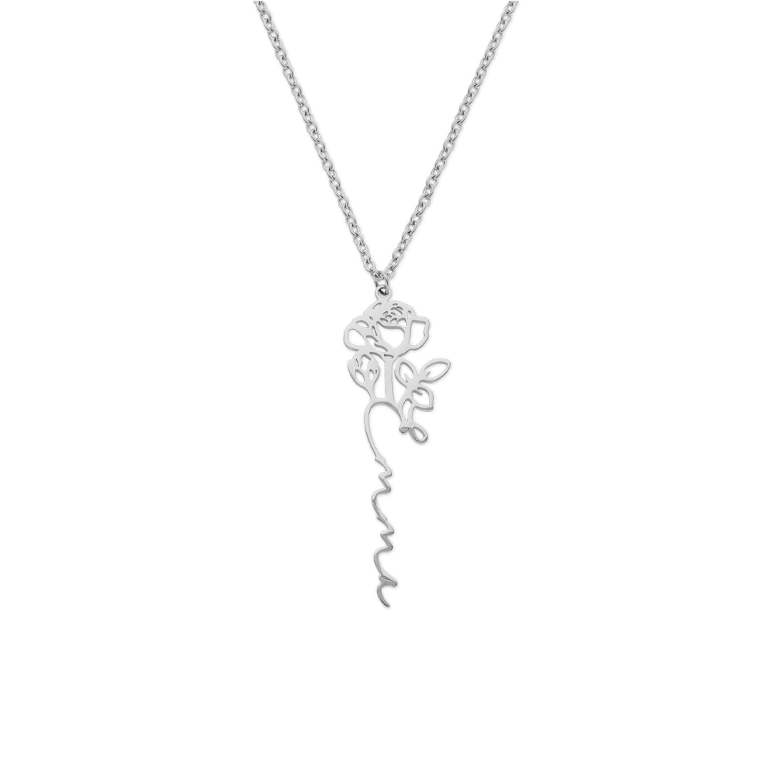 Birth Flower Name Necklace