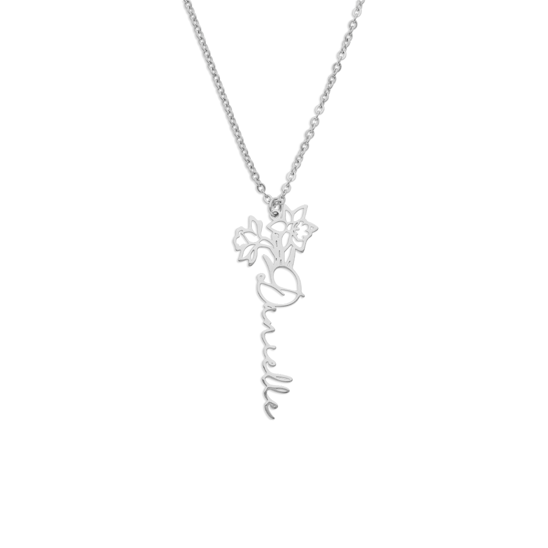 Birth Flower Name Necklace