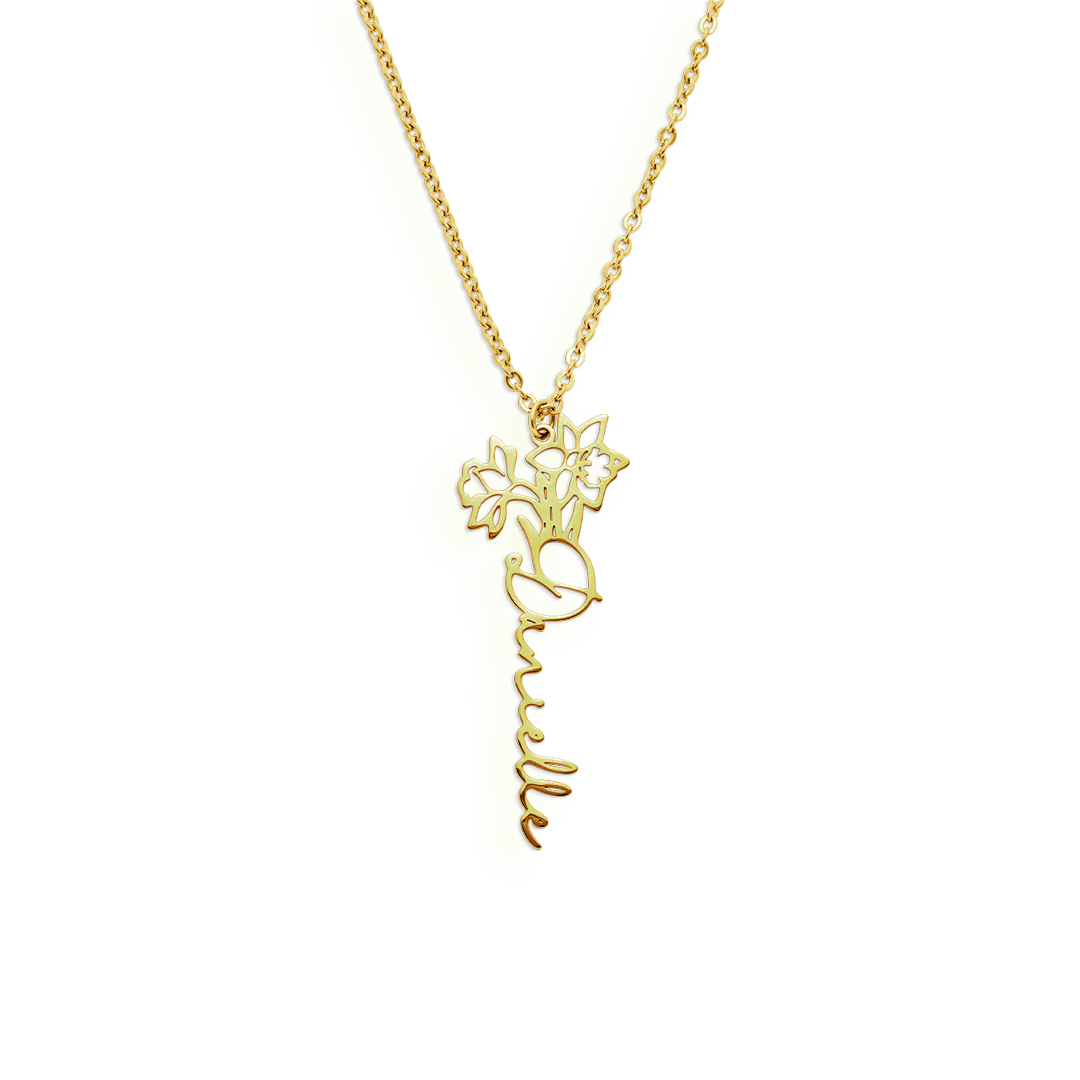 Birth Flower Name Necklace