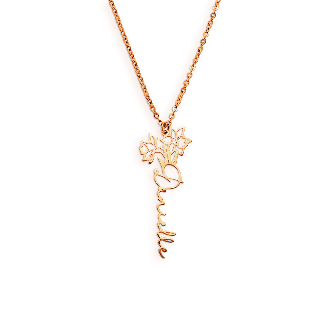 Birth Flower Name Necklace