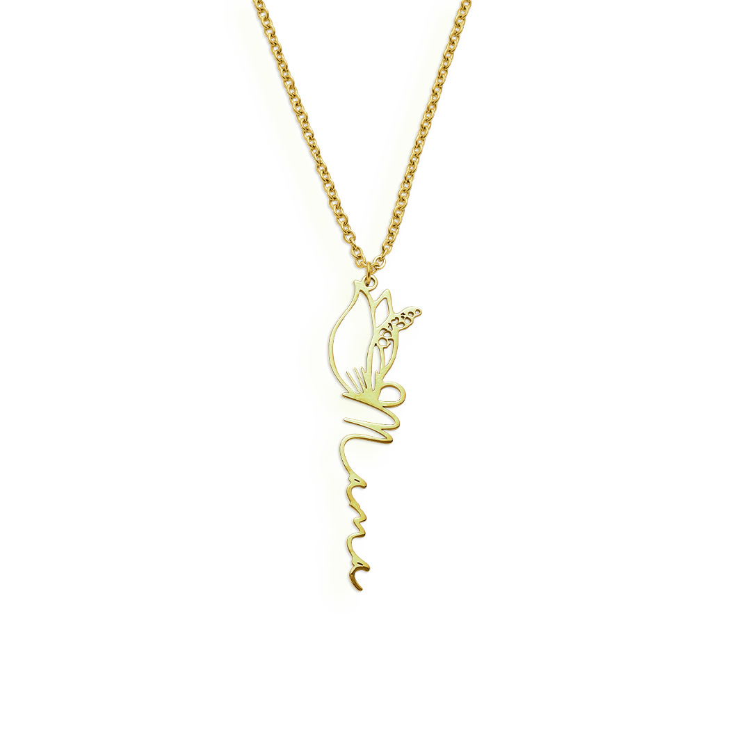 Birth Flower Name Necklace