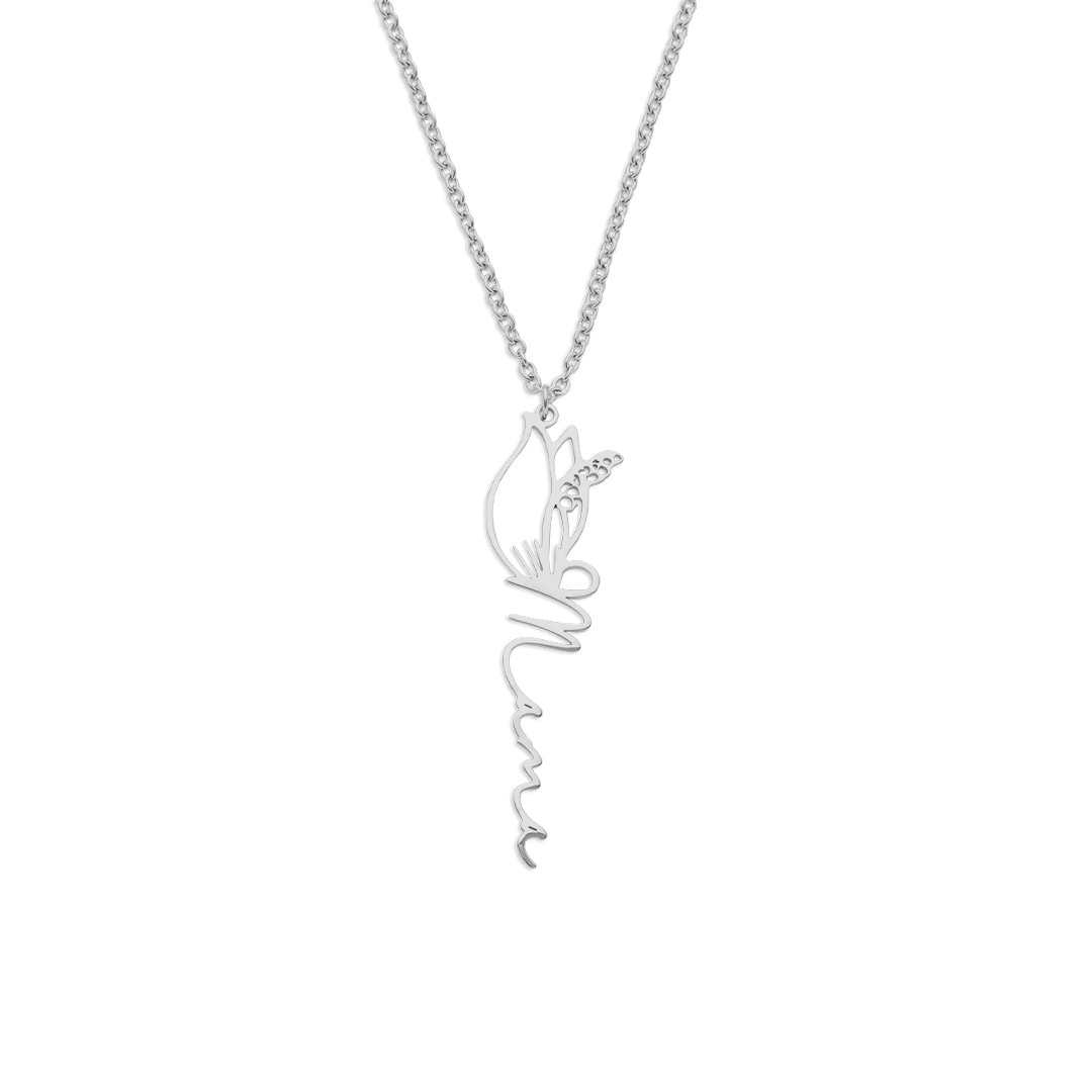 Birth Flower Name Necklace