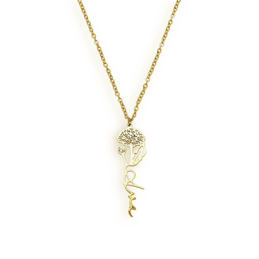 Birth Flower Name Necklace