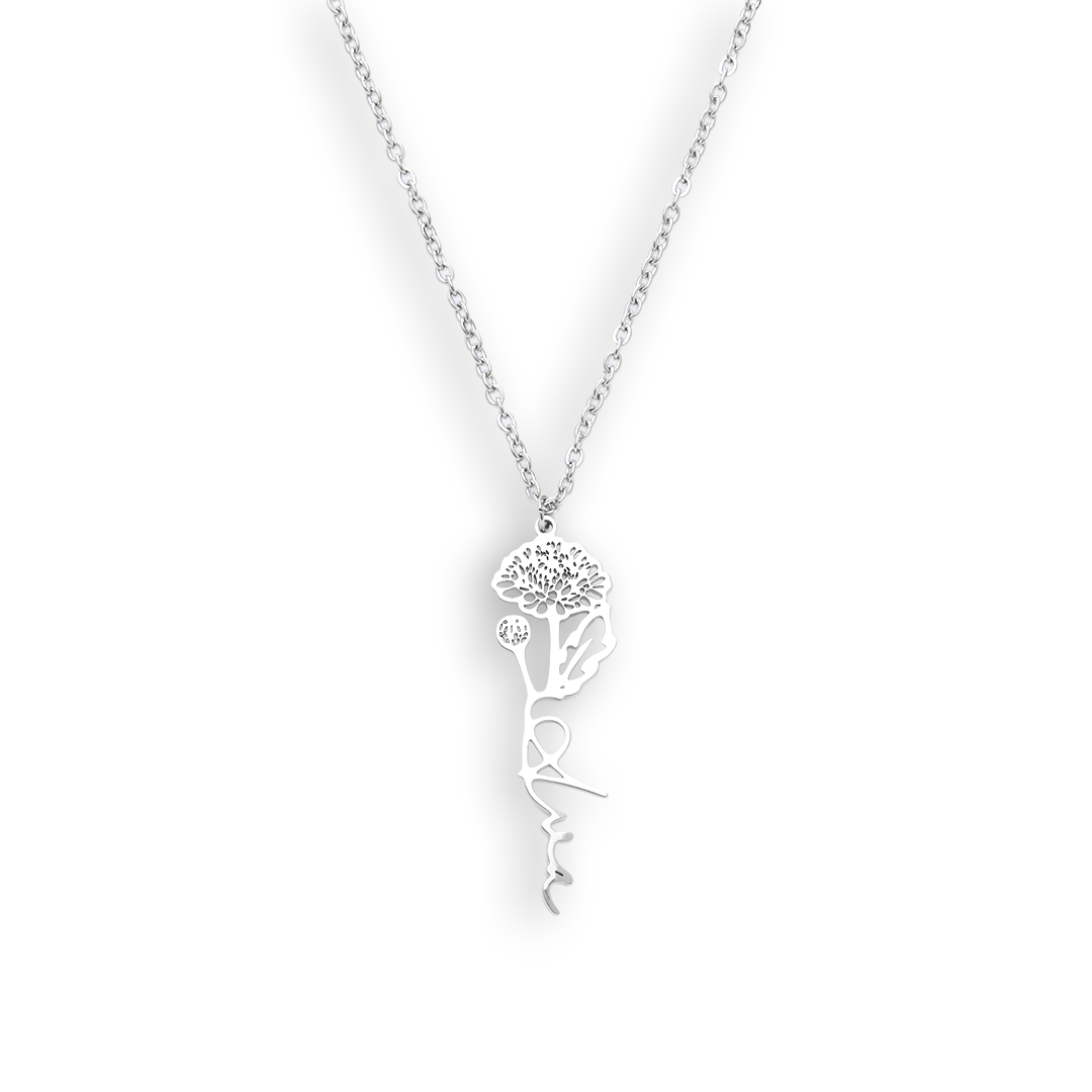 Birth Flower Name Necklace