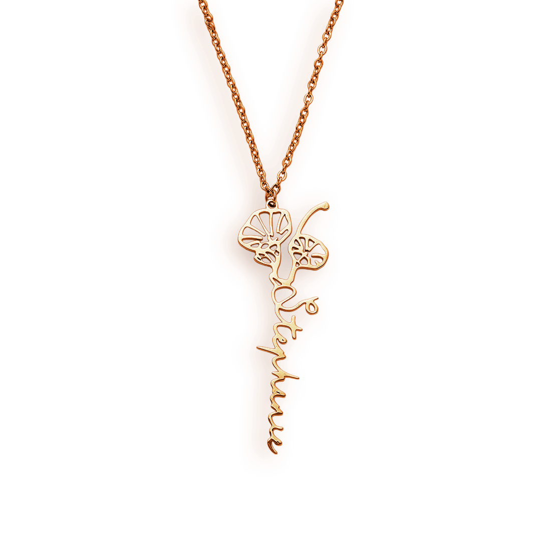 Birth Flower Name Necklace