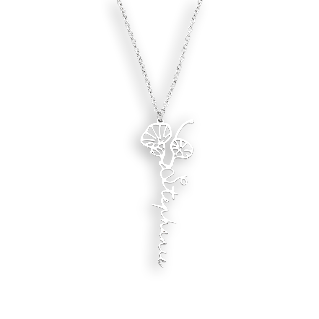 Birth Flower Name Necklace