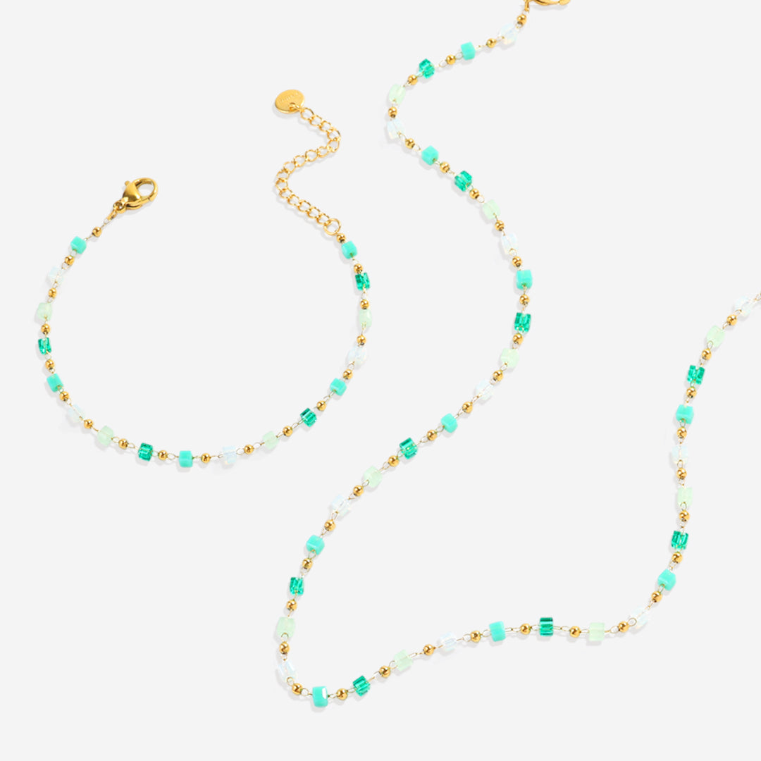 Beaded Beach Bracelet and Choker Necklace Set