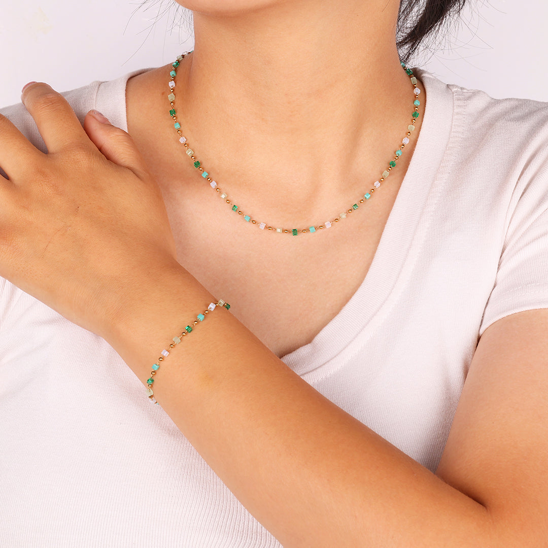 Beaded Beach Bracelet and Choker Necklace Set