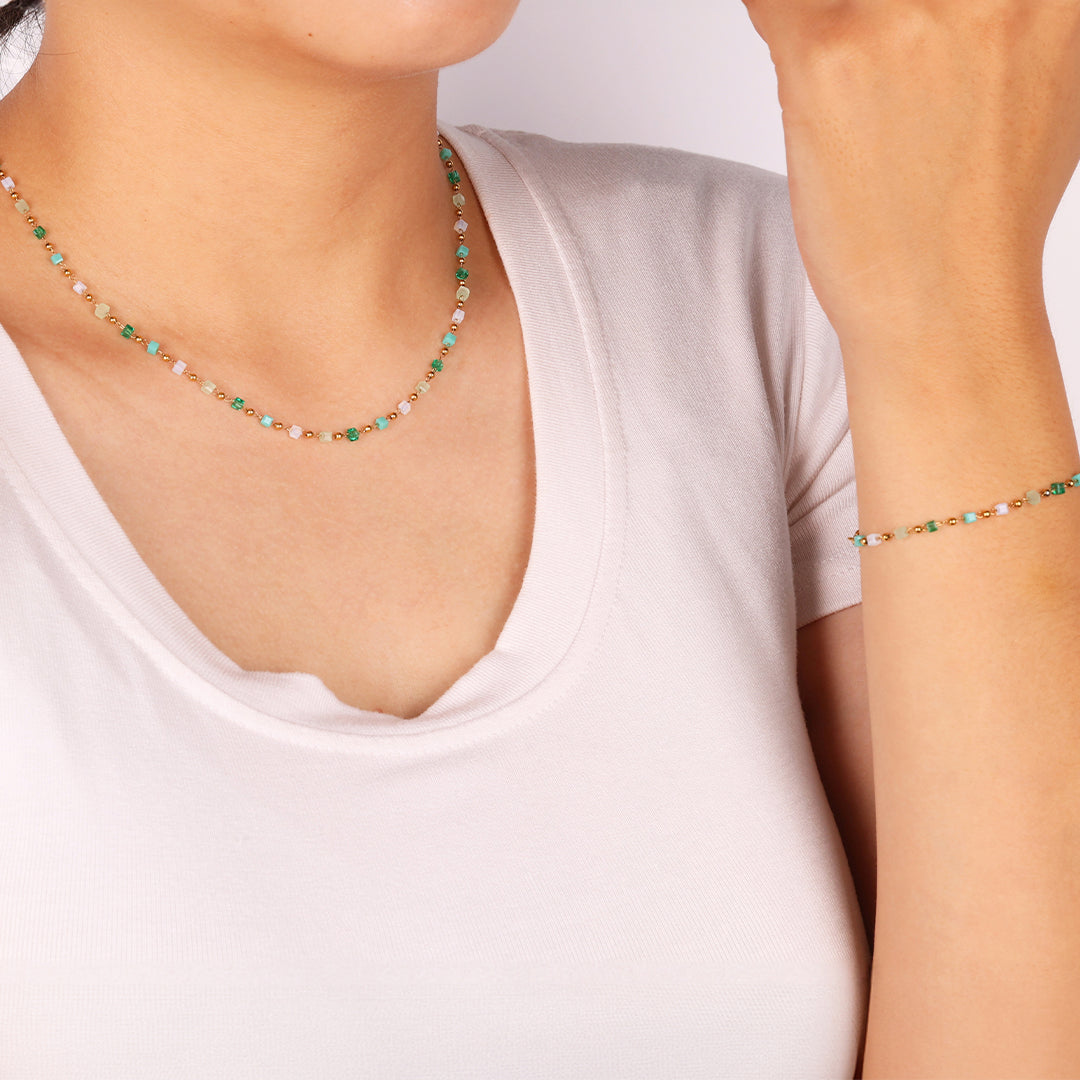 Beaded Beach Bracelet and Choker Necklace Set