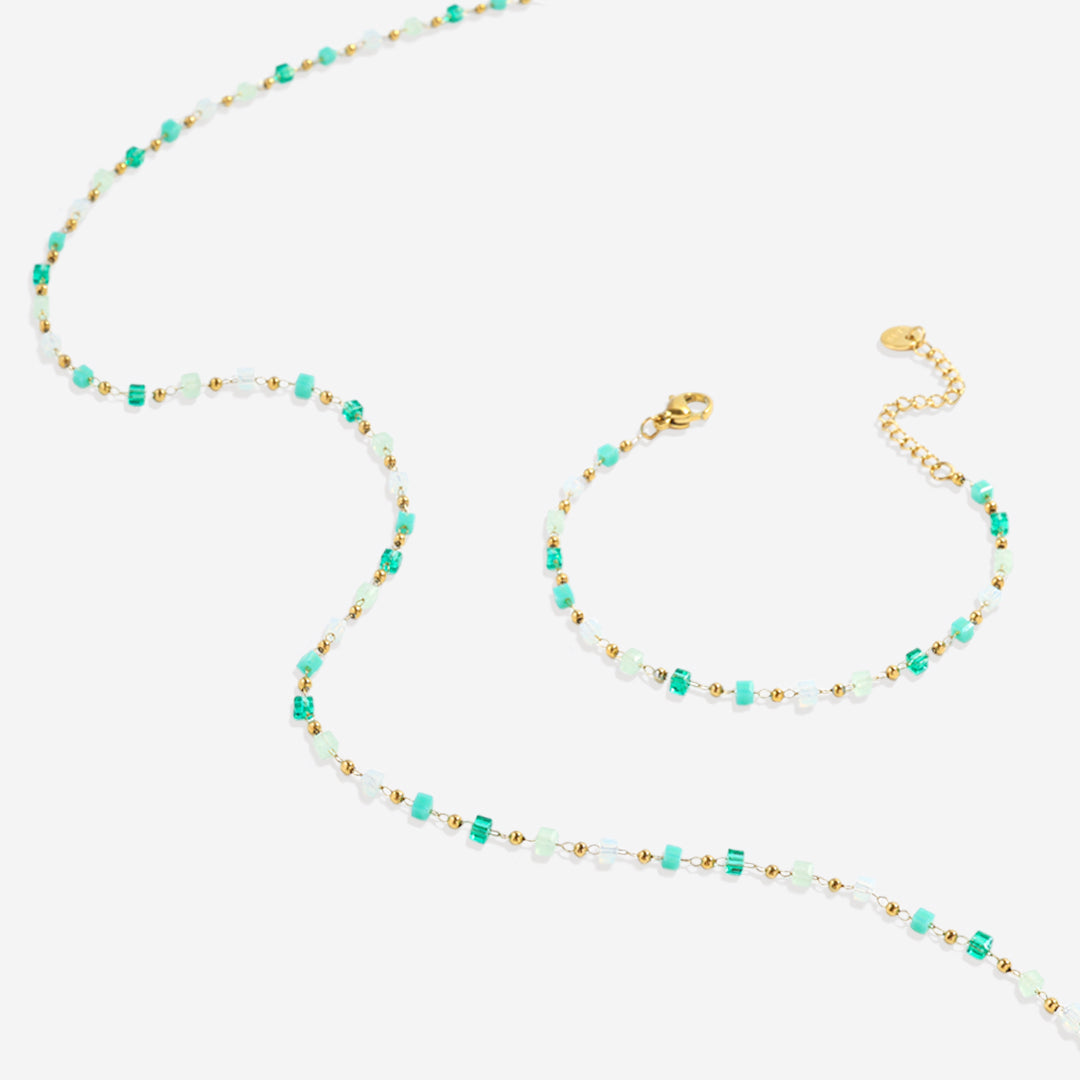 Beaded Beach Bracelet and Choker Necklace Set