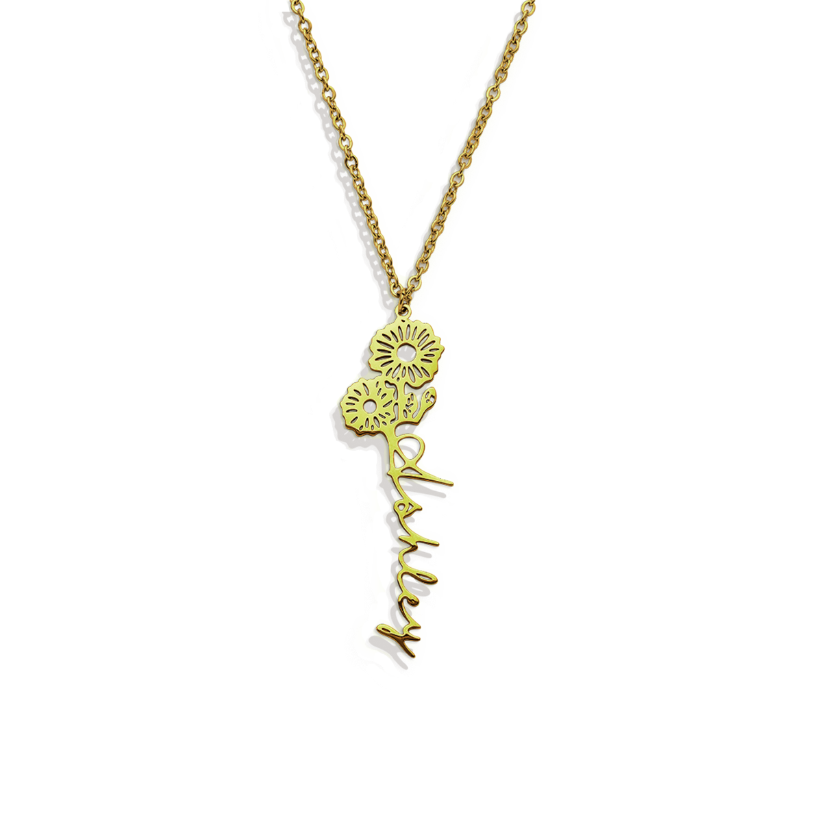 Birth Flower Name Necklace