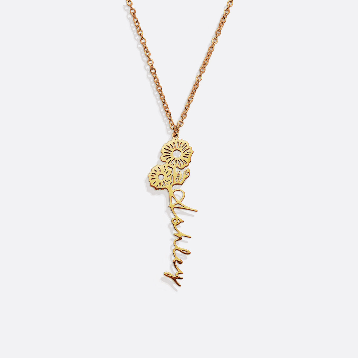 Birth Flower Name Necklace