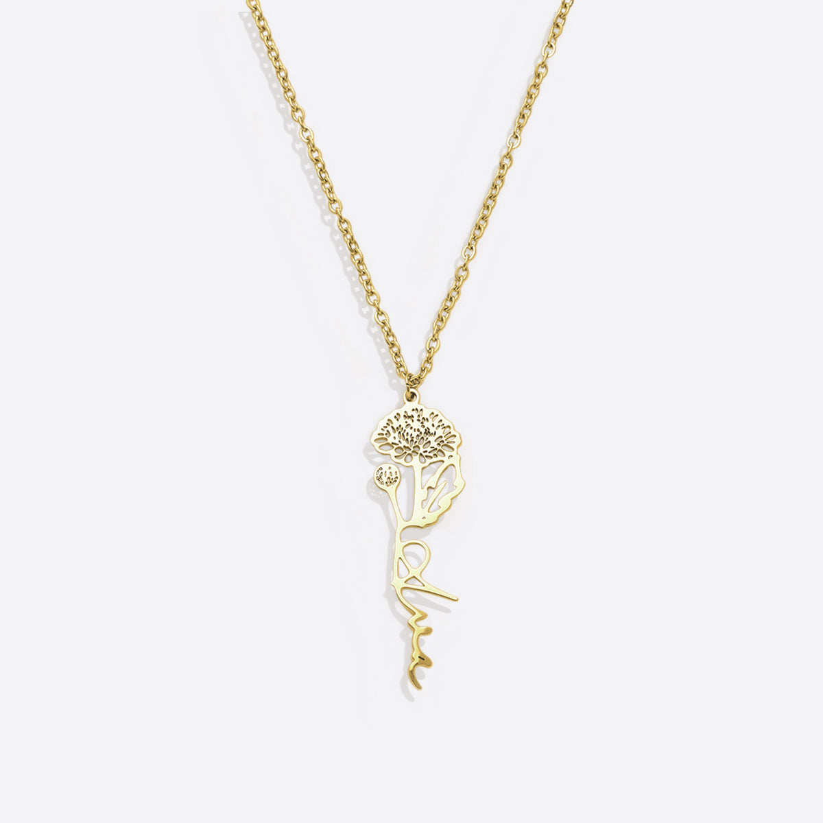 Birth Flower Name Necklace