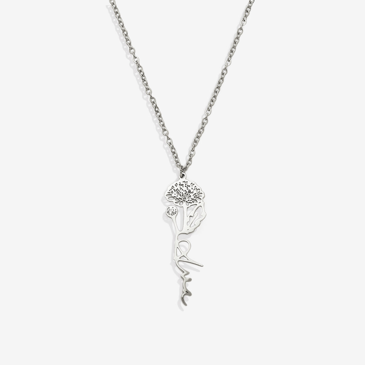 Birth Flower Name Necklace