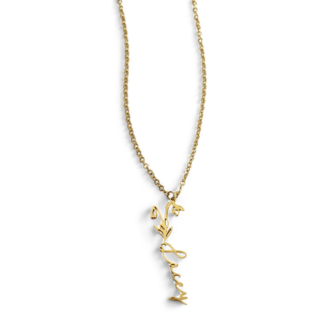 Birth Flower Name Necklace