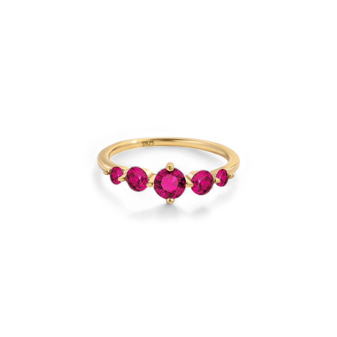 Five Stone Birthstone Statement Ring