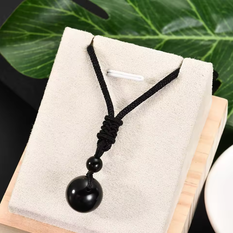 Black Obsidian Lucky Pendant Necklace