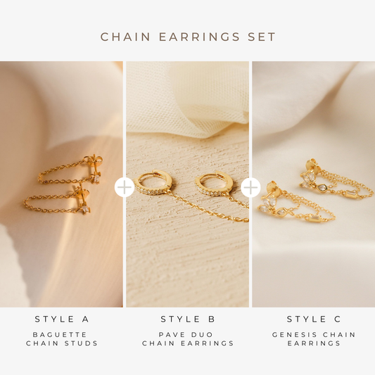 Diamond Chain Earrings Set