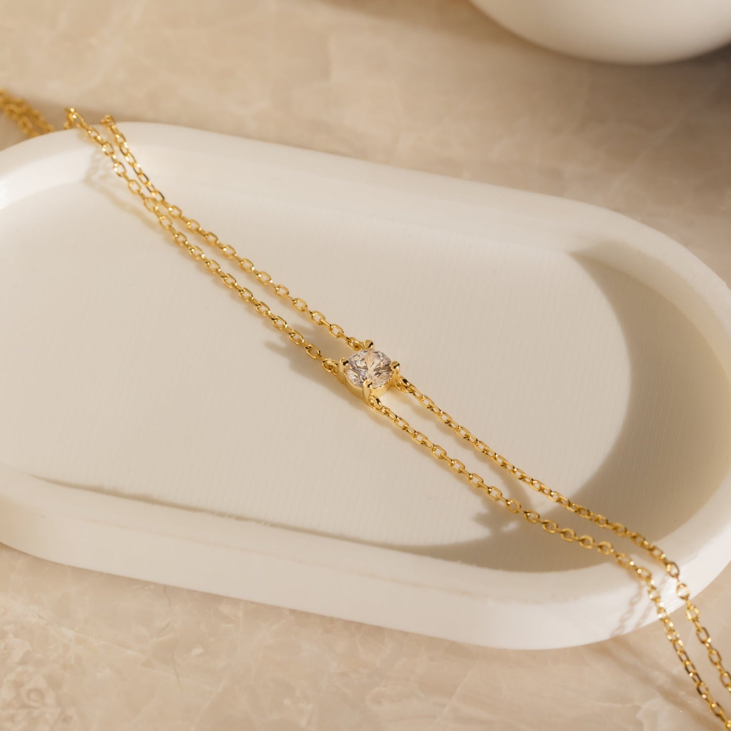 Pulsera de diamantes con cadena doble