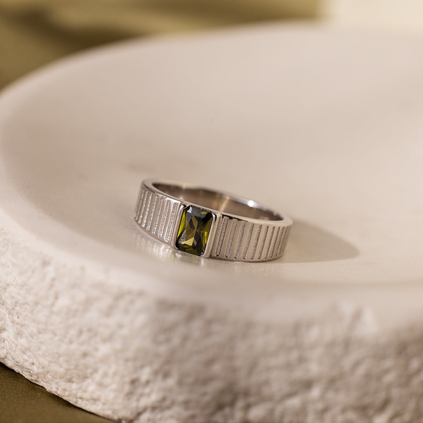 Olive Peridot Signet Ring