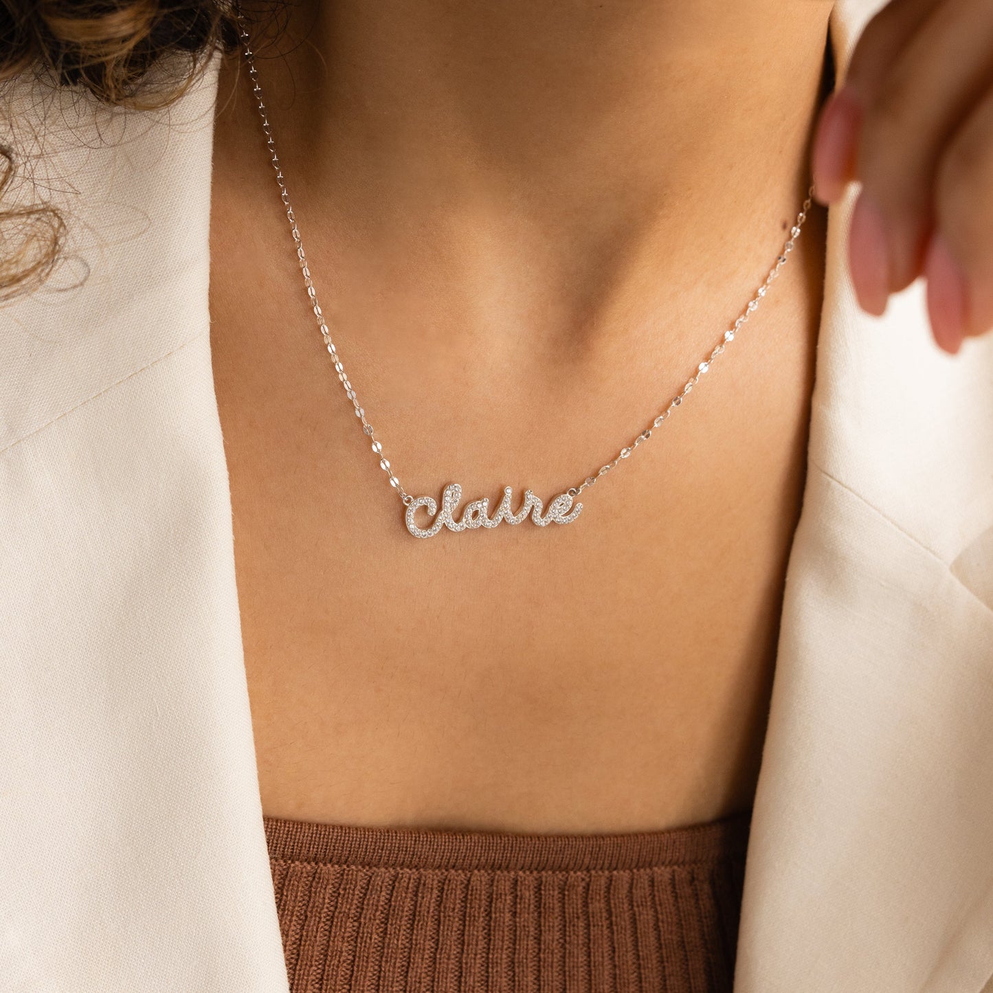 Collar con nombre en escritura pavé Dream