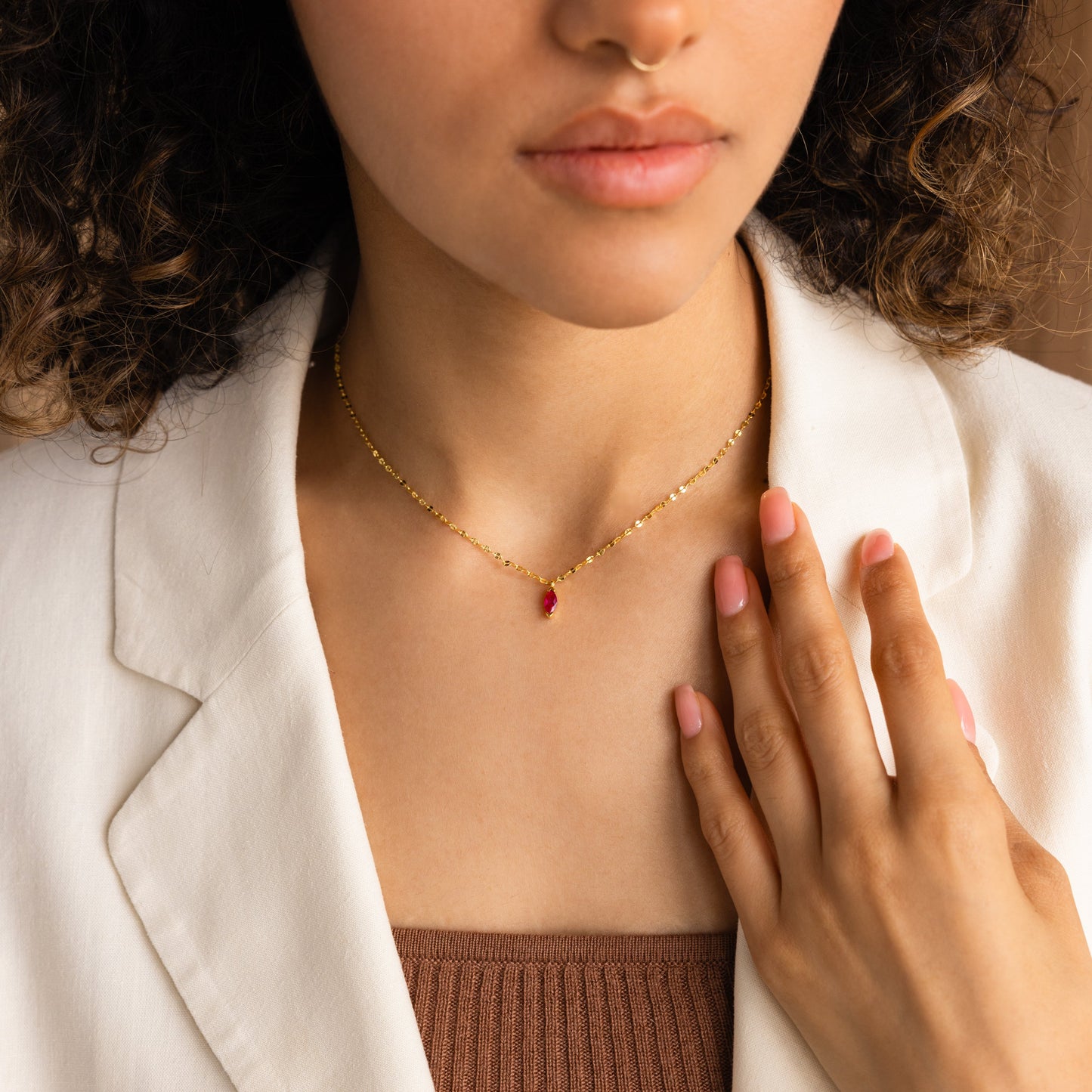 Collar personalizado con piedra de nacimiento de marquesa