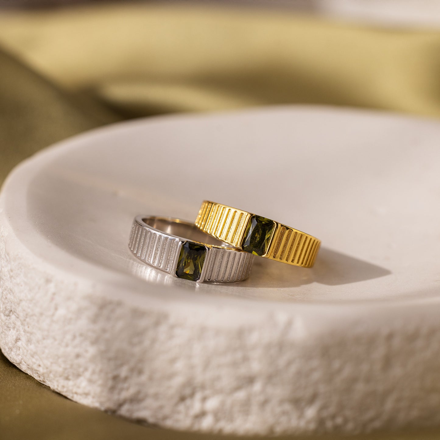 Olive Peridot Signet Ring