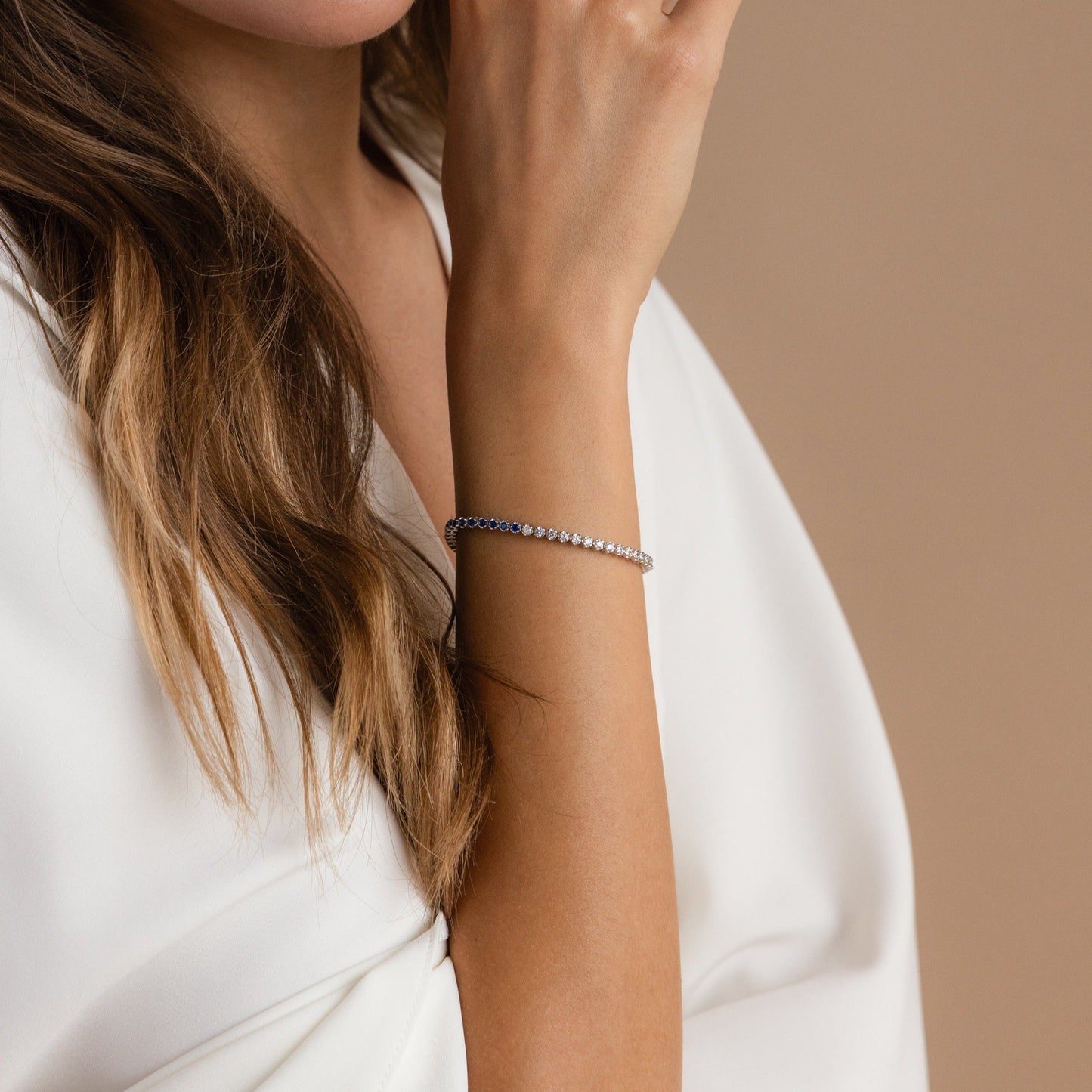 Pulsera de tenis de diamantes azules