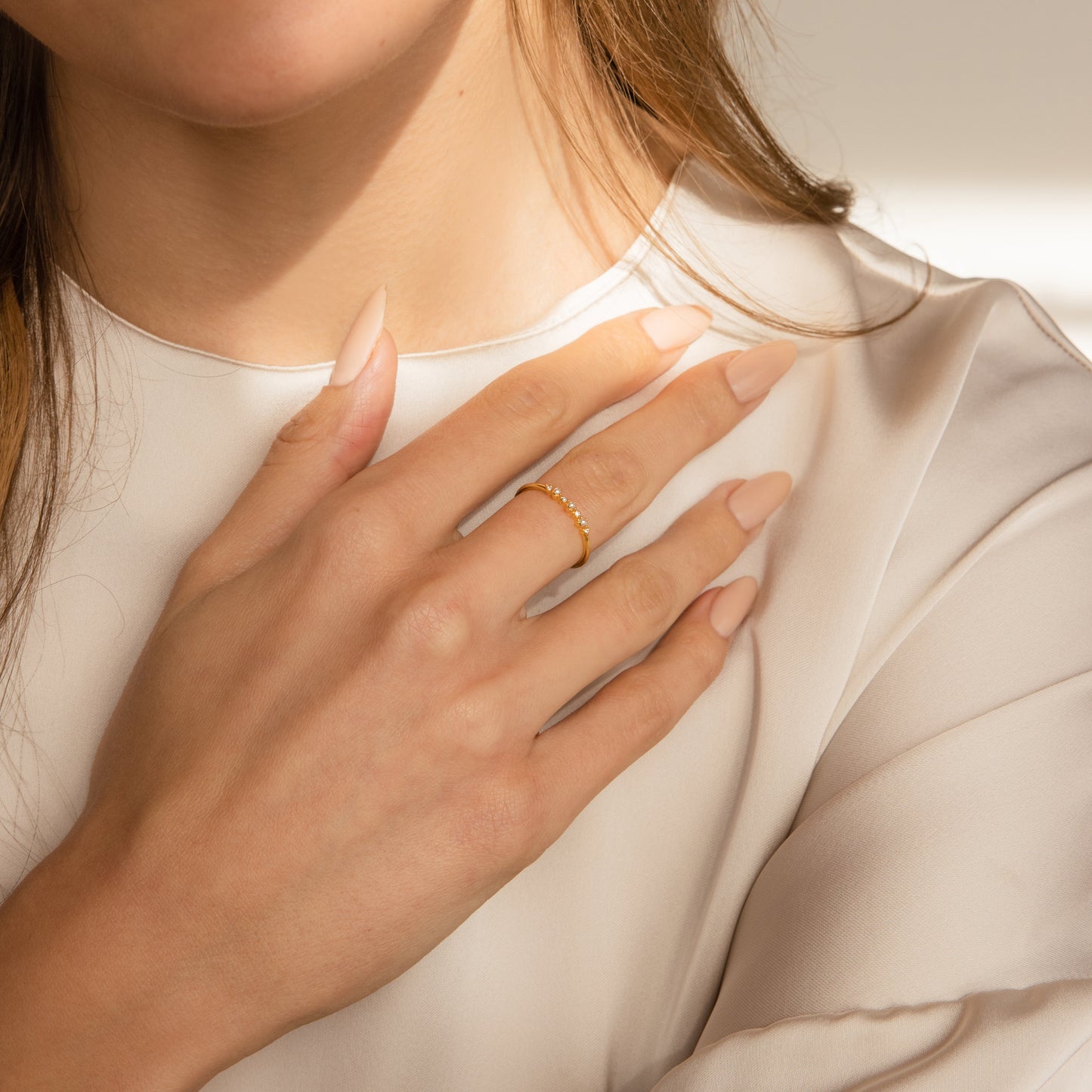 Delicate Pearl Diamond Ring