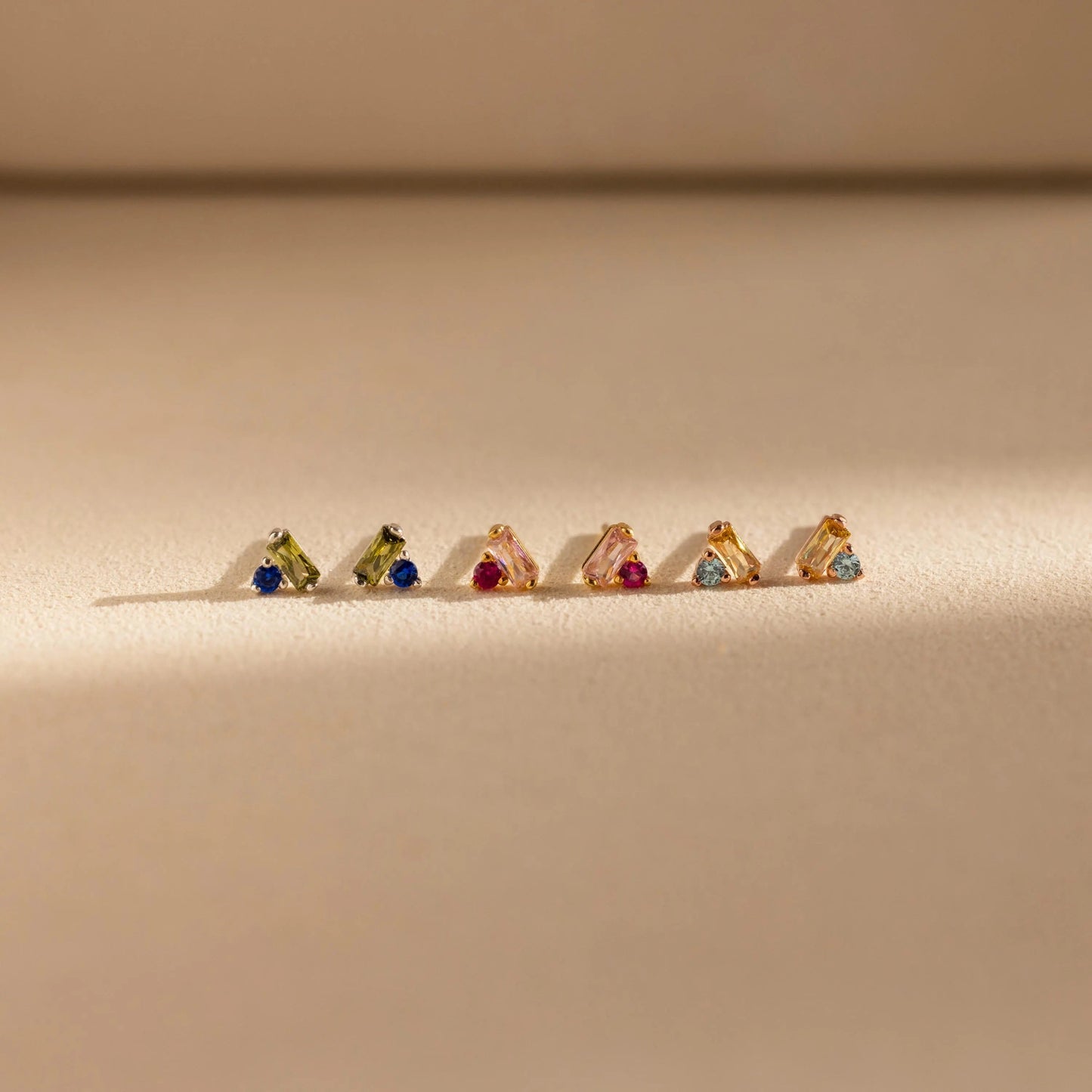 Toi et Moi Baguette Birthstone Studs