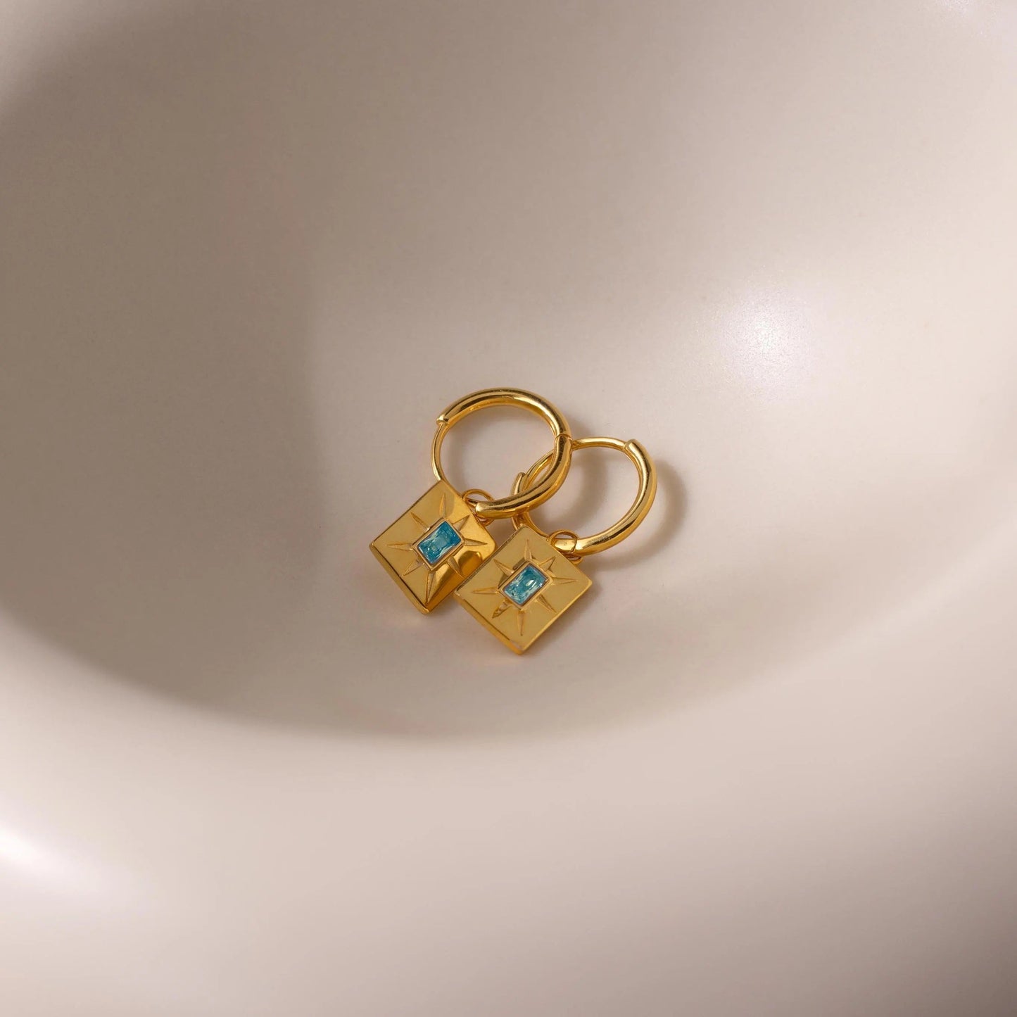Birthstone Tag Huggies