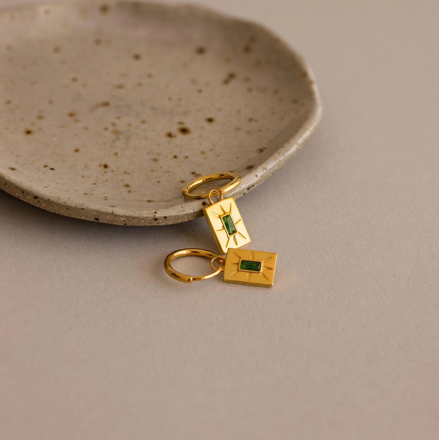 Birthstone Tag Huggies