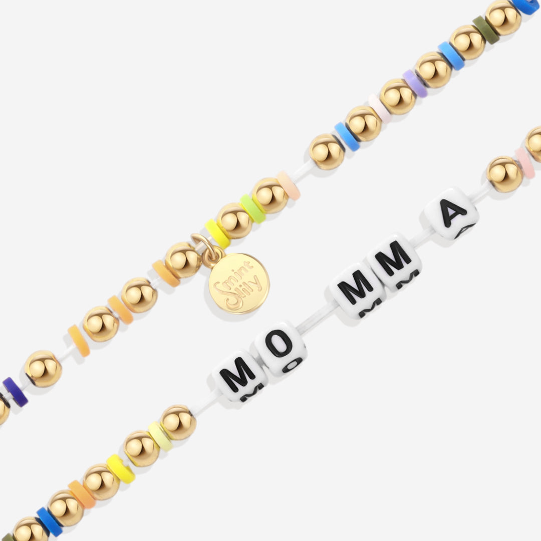 Custom Waterproof Gold Rainbow Beaded Friendship Bracelet