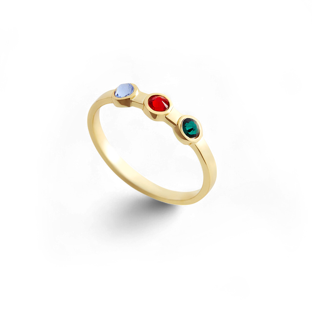 Zierlicher Ring mit 3 Geburtssteinen