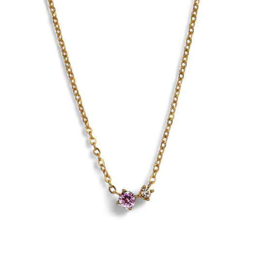 Zierliche Solitärkette mit Geburtssteinen und Diamantakzent