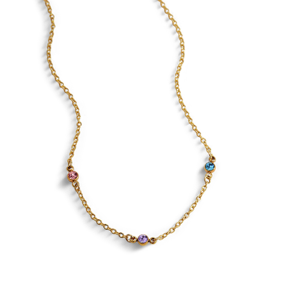 Dainty Birthstone Station Necklace
