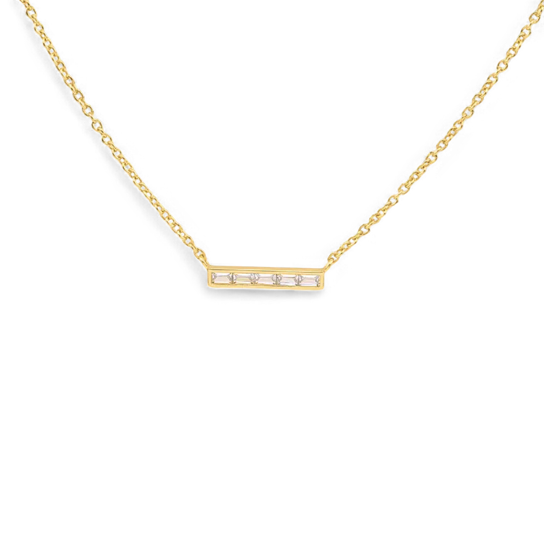 Dainty Crystal Bar Pendant Necklace