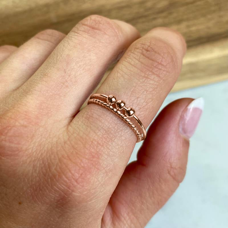 Dainty Stackable Beaded Fidget Ring Set