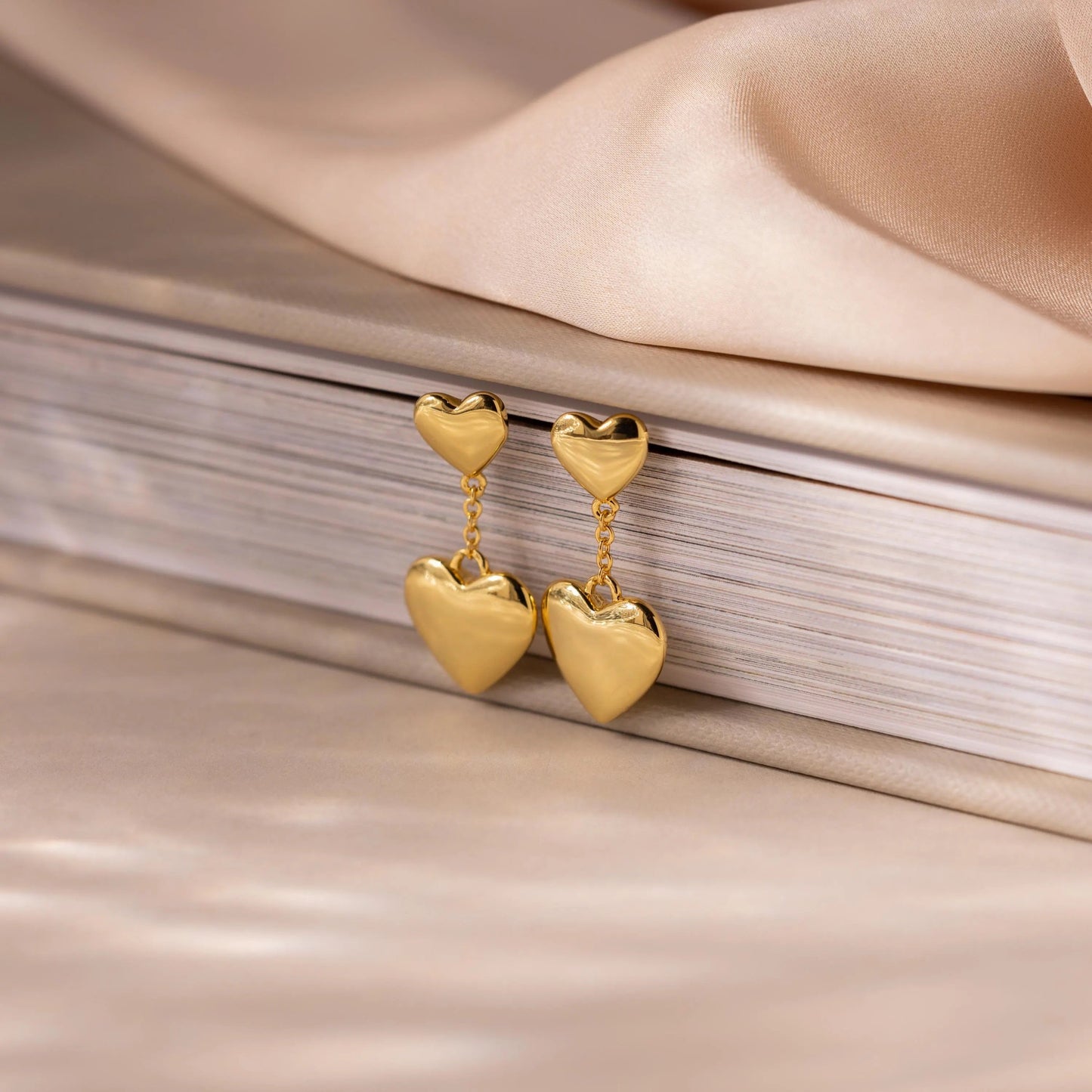 Duo Heart Drop Studs