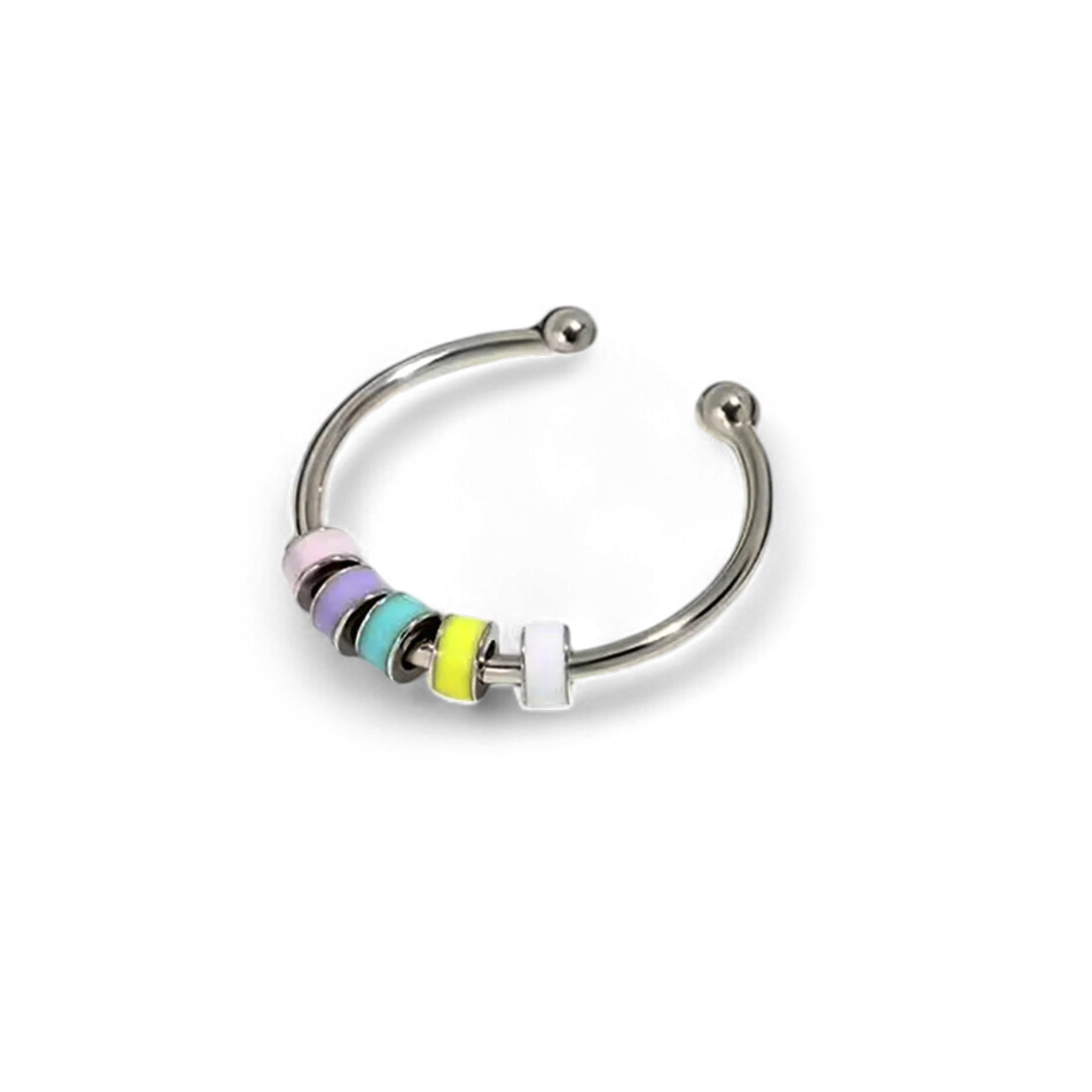 Enamel Bead Spinning Fidget Ring
